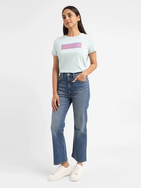 Women's Blue Bootcut Fit High Rise Jeans Contemporary Cut Outdoor Adventure Earthy