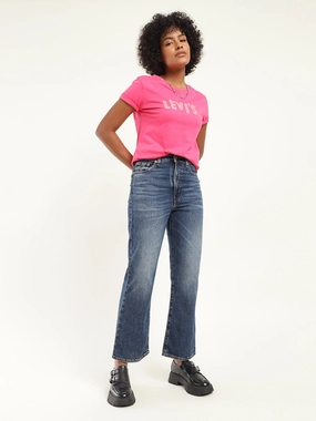 Women's Blue Bootcut Fit High Rise Jeans Classic Gym Ready Stylish Cut