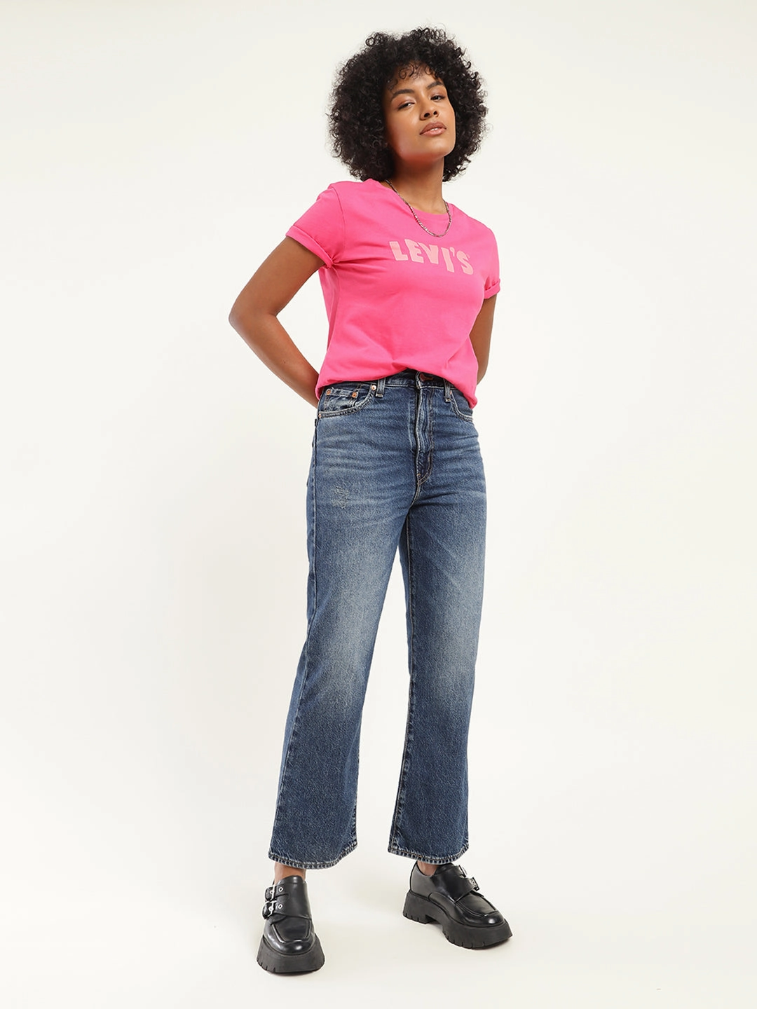 Style Focus Women's Blue Bootcut Fit High Rise Jeans