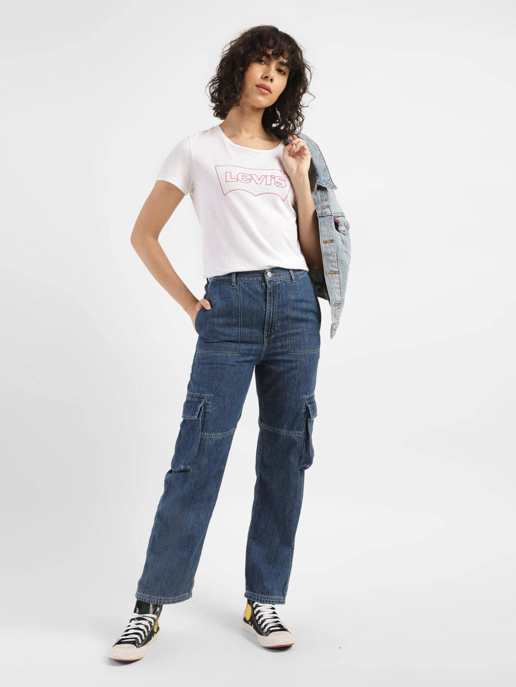Cropped length Selvedge Denim Women's Blue Bootcut Fit Mid Rise Jeans