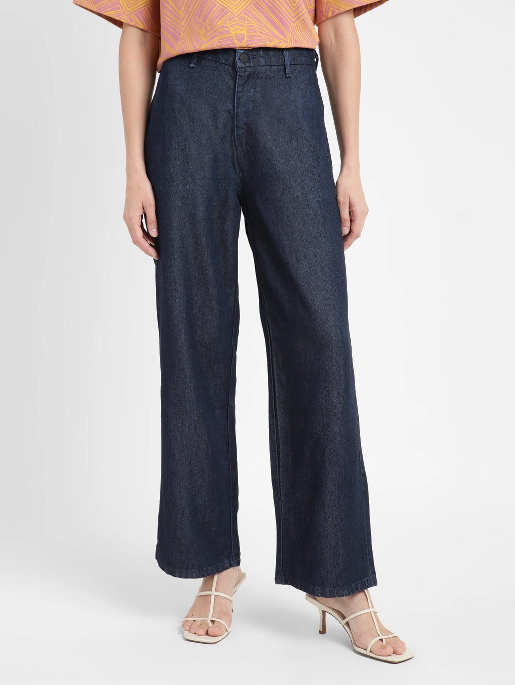 Go-To Choice Women's Blue Mile High Wide Leg Fit High Rise Jeans