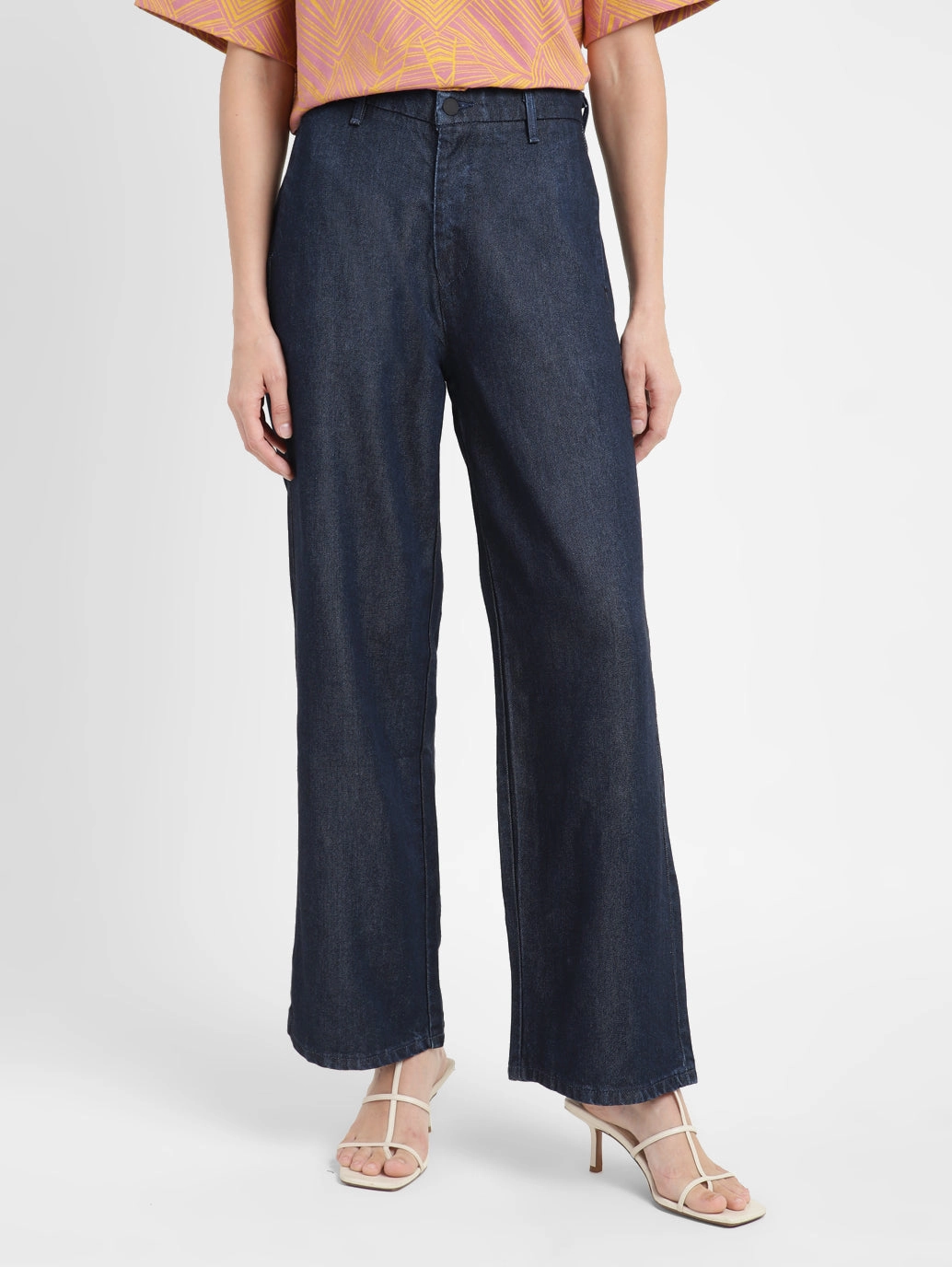 Colorfast Denim Women's Blue Mile High Wide Leg Fit High Rise Jeans