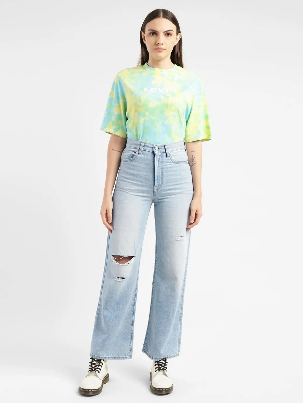 Spring Mood Outdoor Enthusiast Formal All Season Women's Blue Ribcage Bell Bottom Wide Leg Fit High Rise Jeans