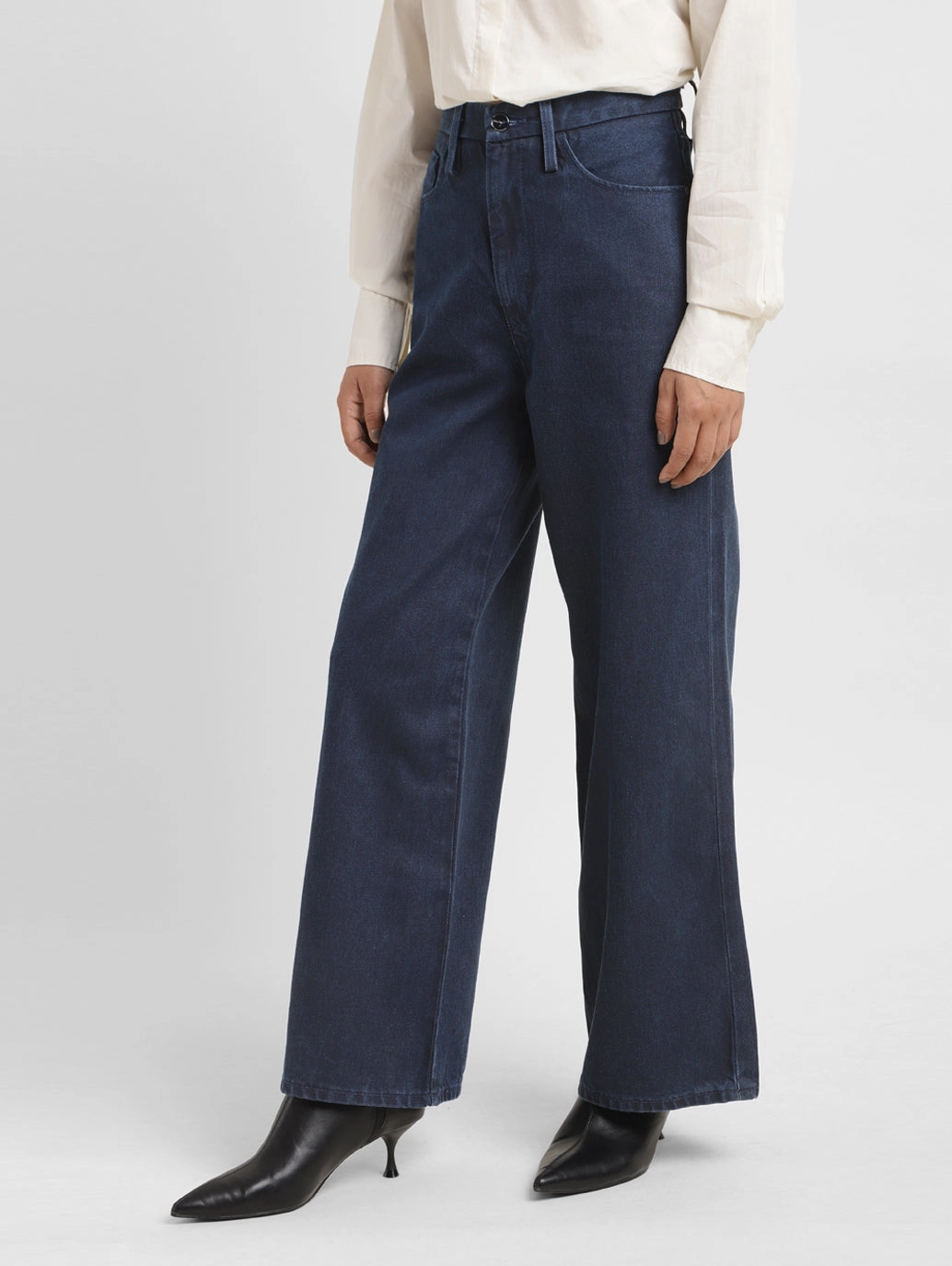 Women's Blue Ribcage Bell Bottom Wide Leg Fit High Rise Jeans Style Appropriate Fray Resistant Hem