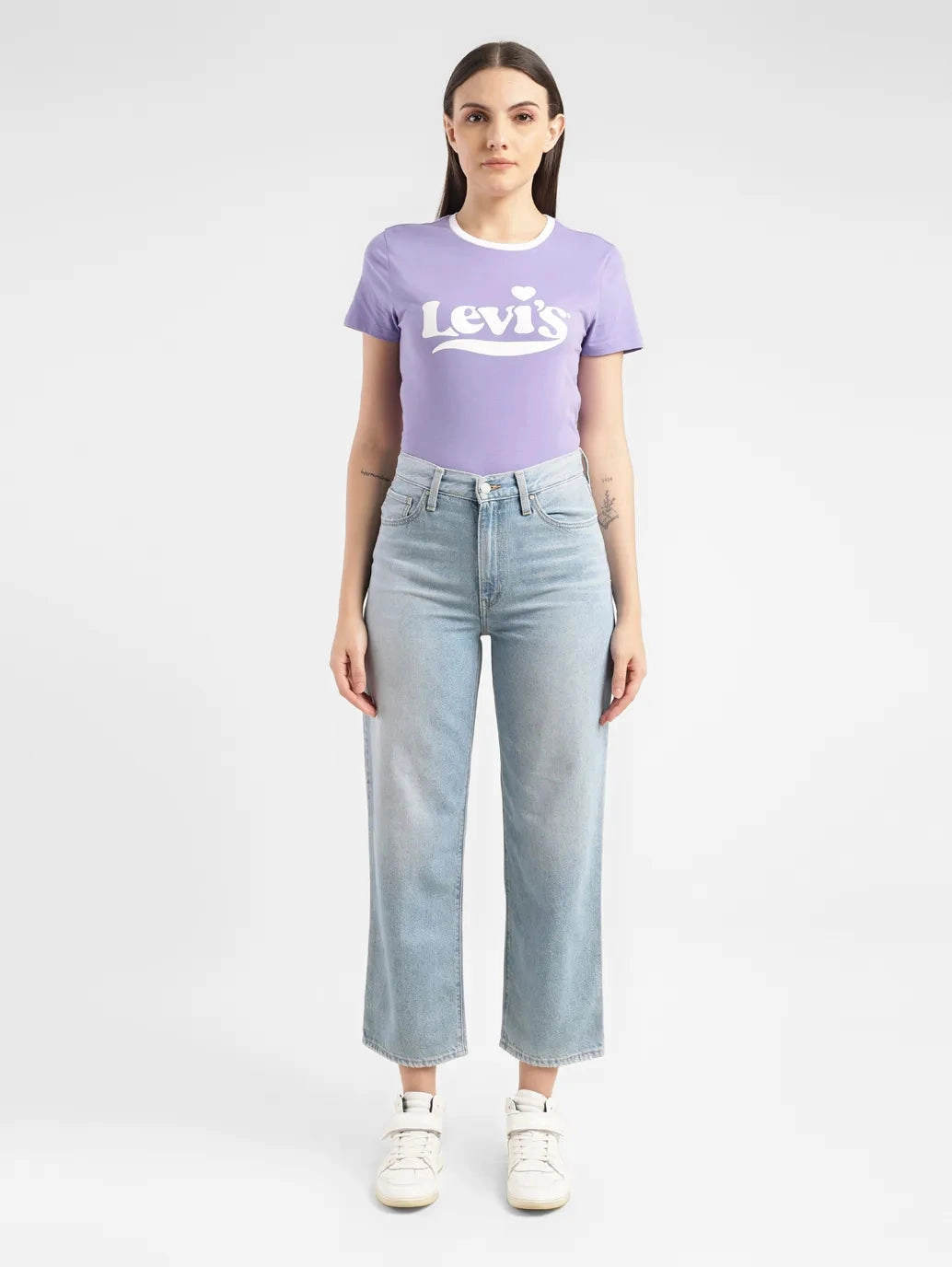 Sharp Edge Loose High Quality Morning Stroll Women's Blue Ribcage Straight Ankle Fit High Rise Jeans