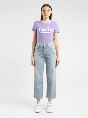 Light Wear Women's Blue Ribcage Straight Ankle Fit High Rise Jeans