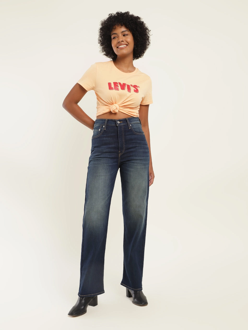 Chill Style Women's Blue Ribcage Straight Fit High Rise Jeans