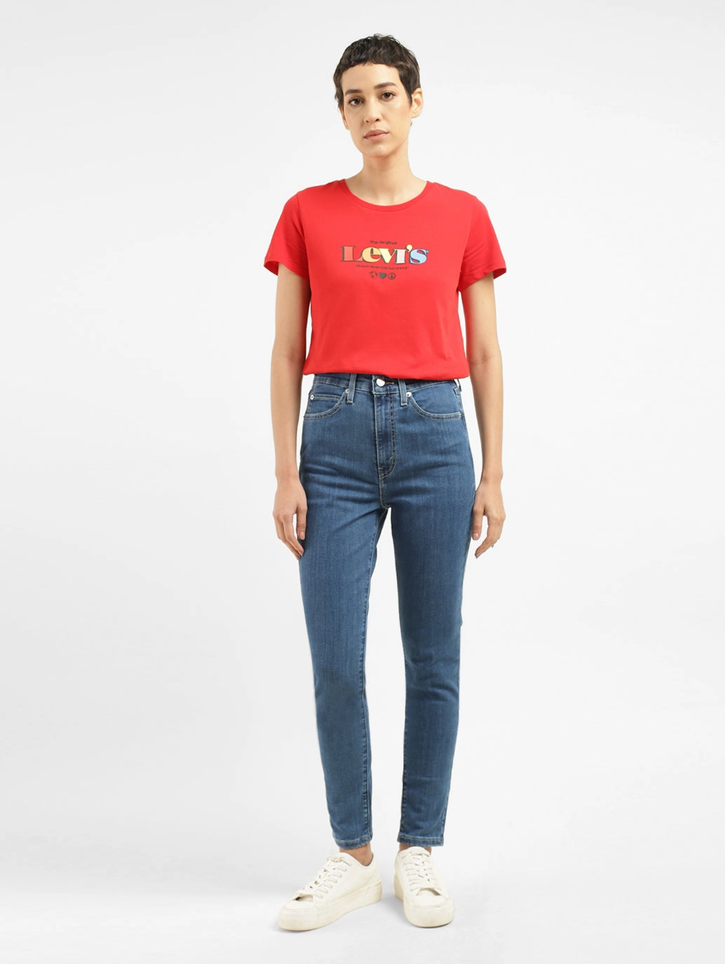 Women's Blue Skinny Fit High Rise Jeans Couple Look Eco Friendly Morning Stroll Sustainable Classic