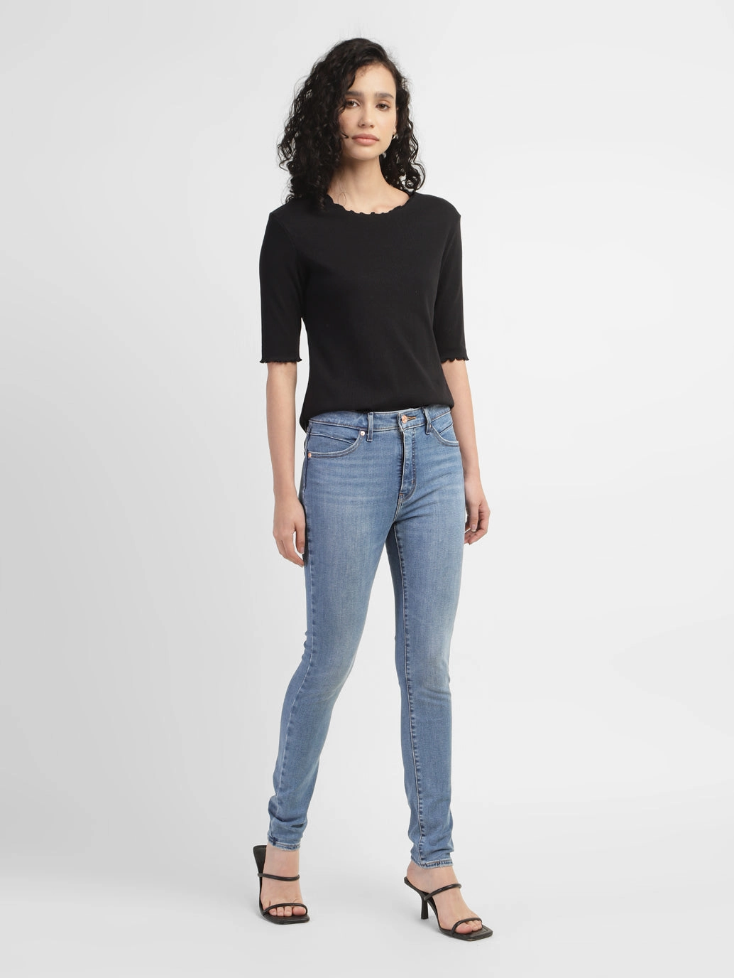 Women's Blue Skinny Fit Mid Rise Jeans Fit For Daily Easy Pair