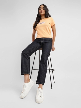 Casual Friday Elegant Casual Women's Blue Wedgie Straight Fit Mid Rise Jeans