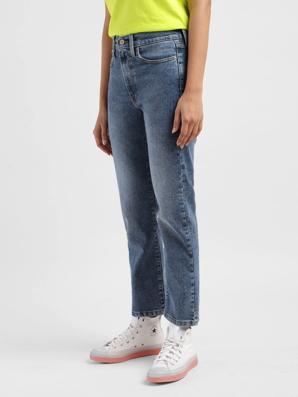 Core Look Durable Weave Women's Blue Wedgie Straight Fit Mid Rise Jeans