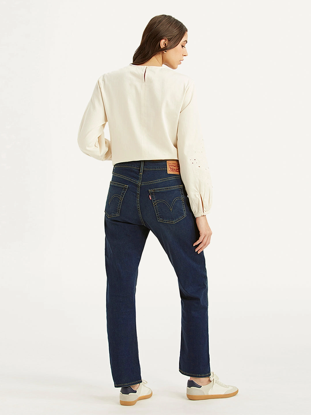 Women's Dark Blue Wedgie Straight Fit Mid Rise Jeans Casual Cool