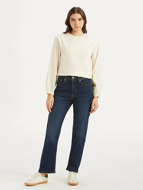 Women's Dark Blue Wedgie Straight Fit Mid Rise Jeans Casual Friday Elegant Casual All Time Basic