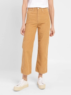 Fashion Fit Corduroy texture Women's High Rise Loose Fit Trousers