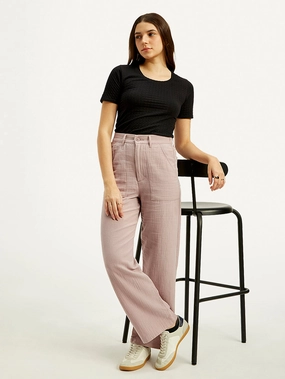 Multi Pocket System SoftTouchFinish Women's High Rise Purple Loose Fit Trousers