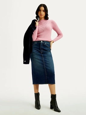 Women's High Rise Regular Fit Denim Skirt Breathable fabric