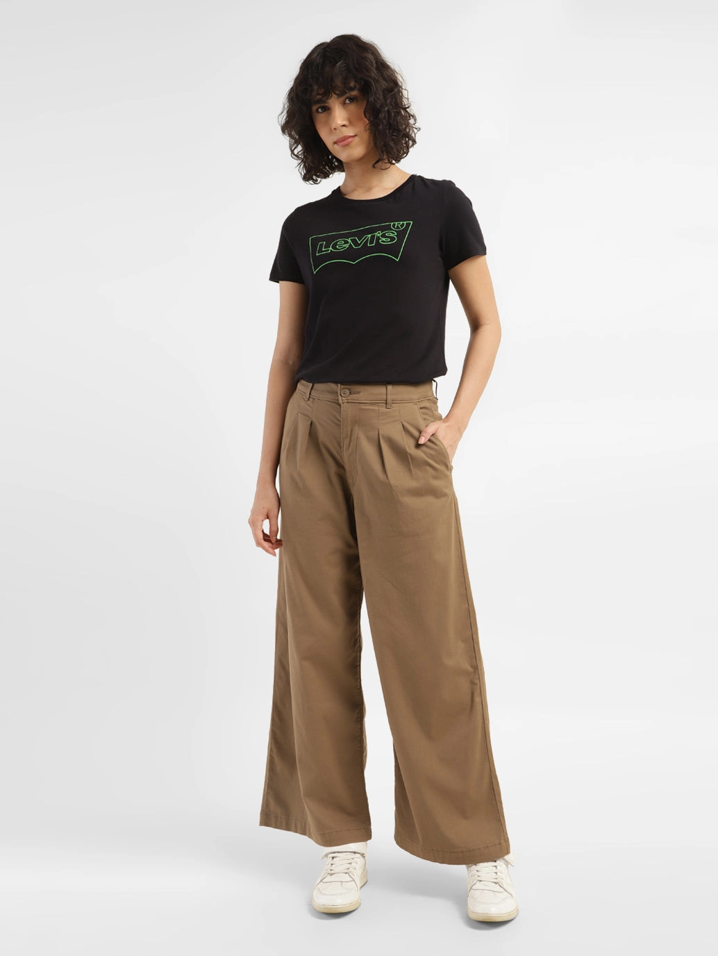 Women's High Rise Tan?Wide Leg Trousers TemperatureRegulation
