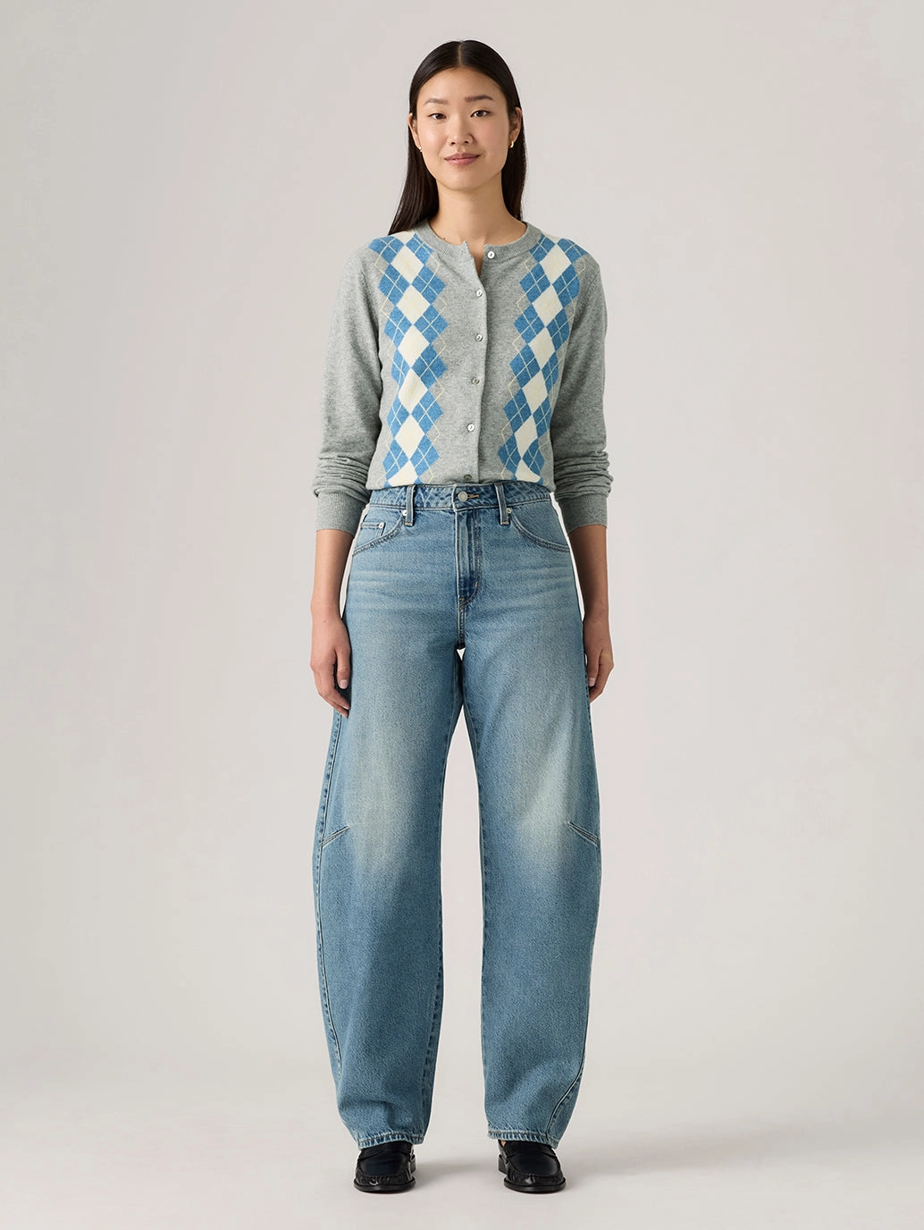 Women's Indigo Barrel Loose Fit Mid Rise Jeans Daily Style Weekend Warrior Elegant