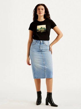 Performance Fashion Women's Mid Rise Light Blue?Regular Fit Skirt