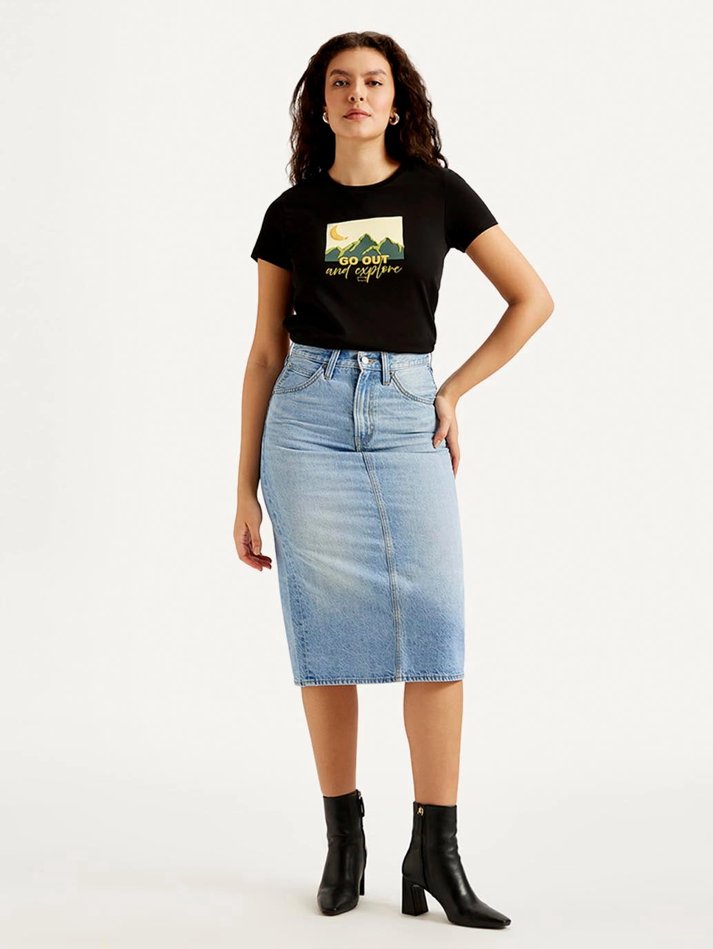 ruffle trim Women's Mid Rise Light Blue?Regular Fit Skirt