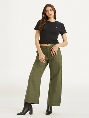 Women's Mid Rise Olive?Baggy Cargo Trousers Functional fashion wear Breathable mesh design