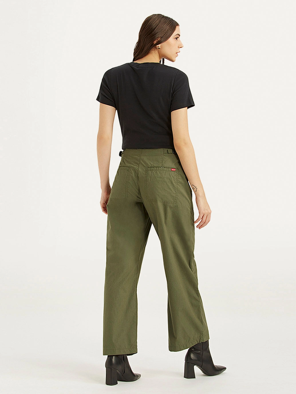 Stylish Wear Women's Mid Rise Olive?Baggy Cargo Trousers