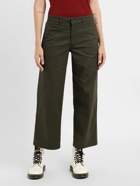 Airy Feel Women's Mid Rise Olive Relaxed Fit Trousers