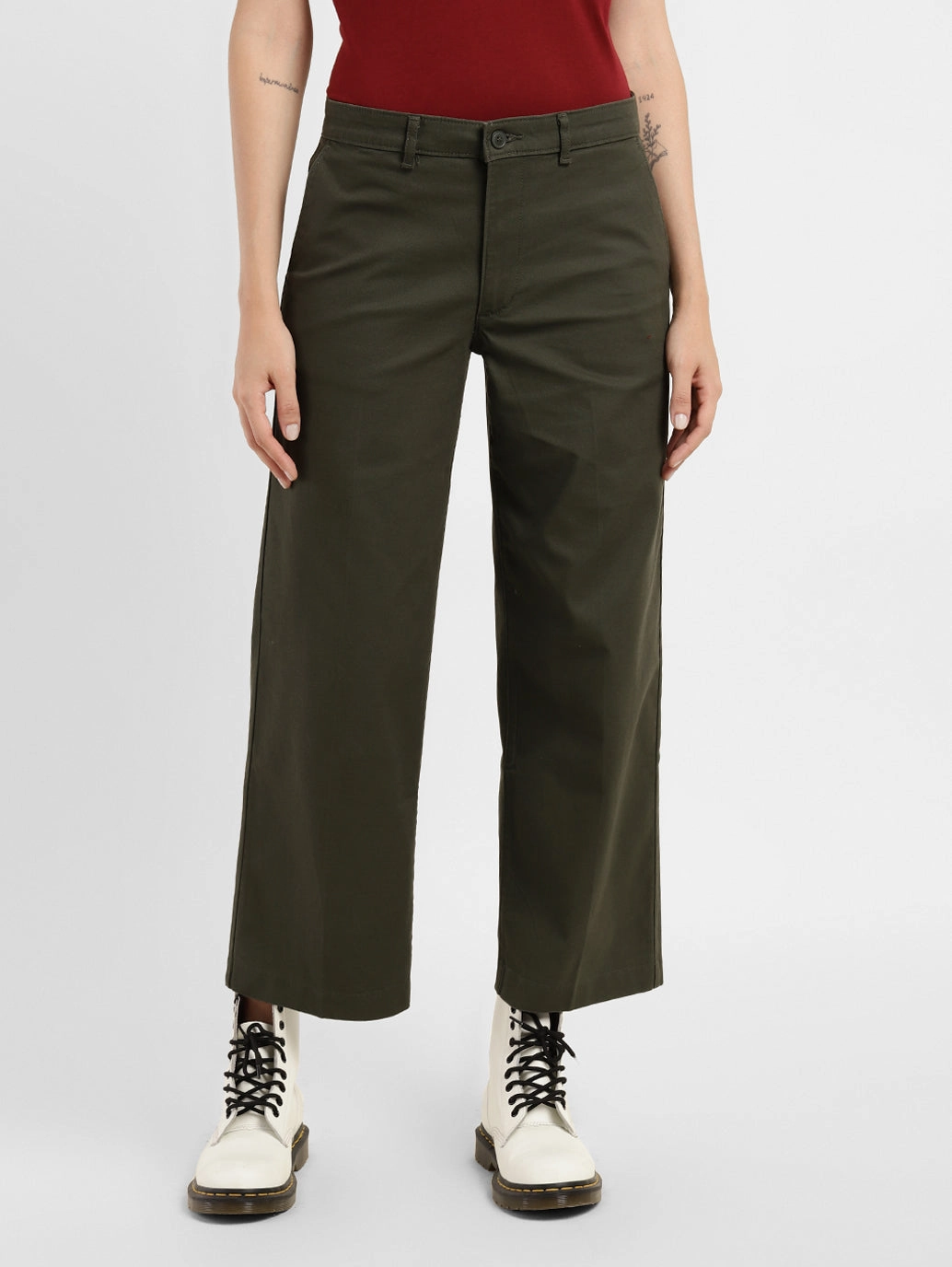 Airy Feel Women's Mid Rise Olive Relaxed Fit Trousers