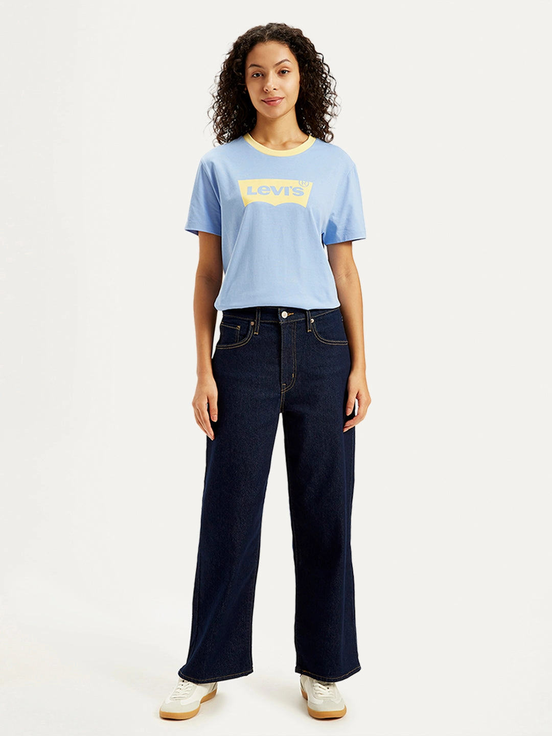 Layer Ready Picnic Style Textured Women's Navy Blue Mile High Wide Leg Fit High Rise Jeans