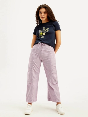 Women's Purple Loose Fit High Rise Jeans Basic Necessity
