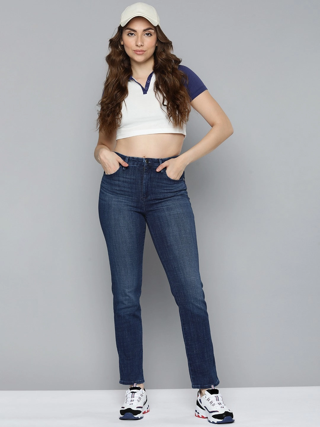 Women's Redloop 724 Blue Straight Fit High Rise Jeans Cool Essentials Formal Classic Wear Loose