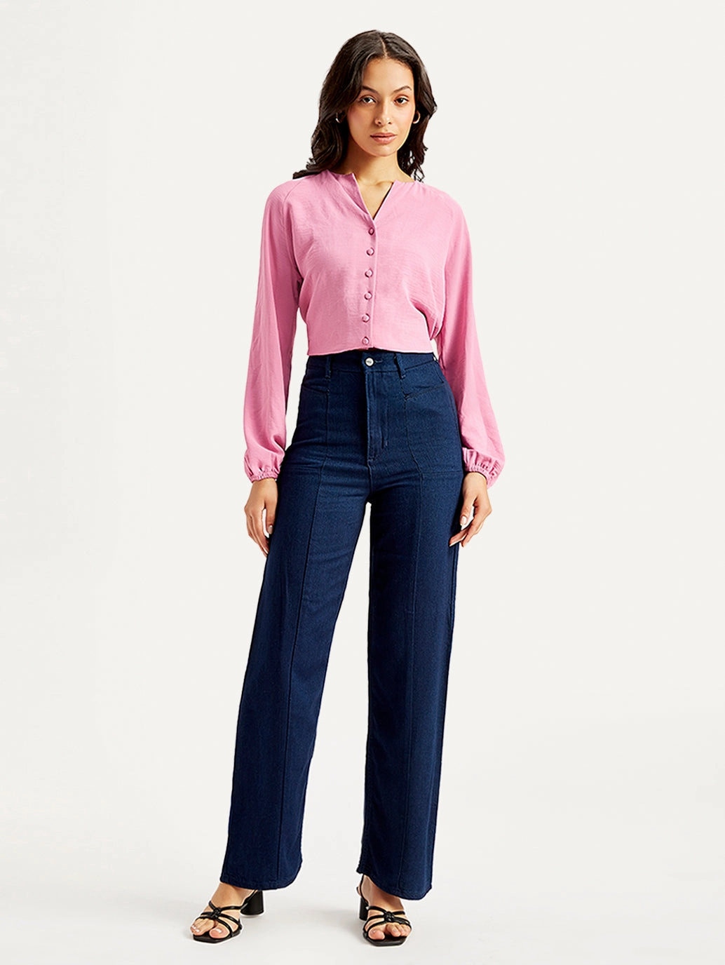 Women's Redloop Blue Loose Fit High Rise Jeans Classic Wear Street Fashion