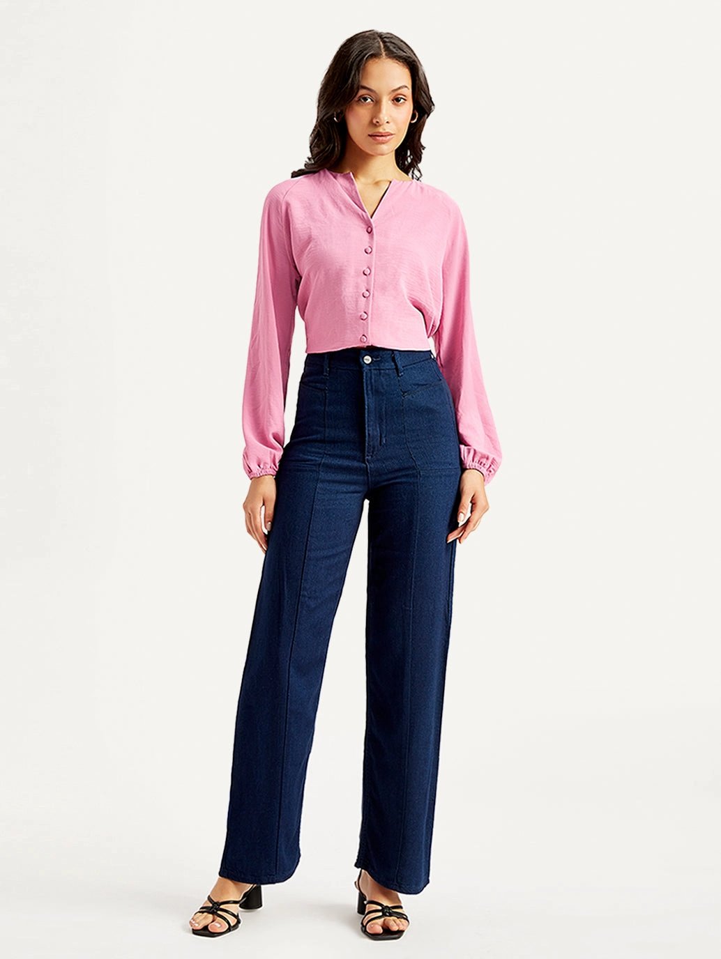 Women's Redloop Blue Loose Fit High Rise Jeans Fashion Lover Minimalist