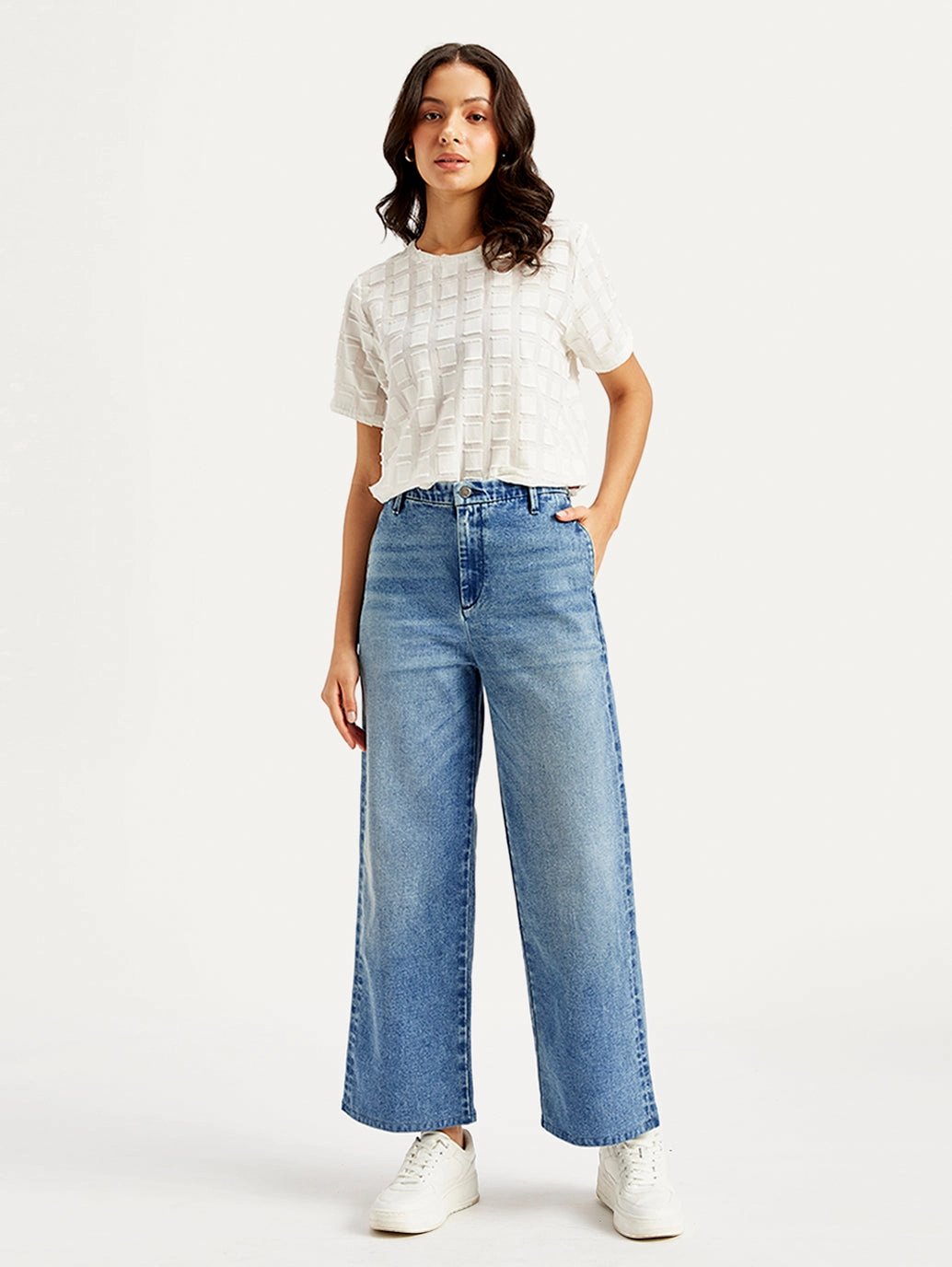 Casual Days Fashionable Fit Women's Redloop Blue Mile High Wide Leg Fit High Rise Jeans