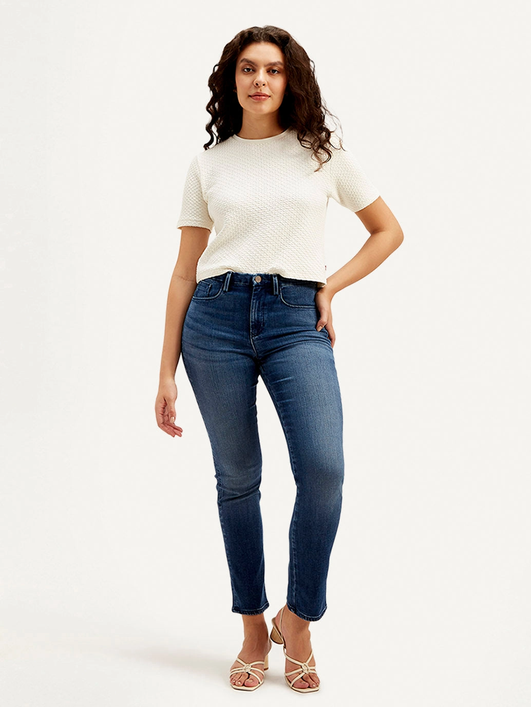 Women's Redloop Dark Blue Loose Fit High Rise Jeans Softened Lining Comfortable Silhouette