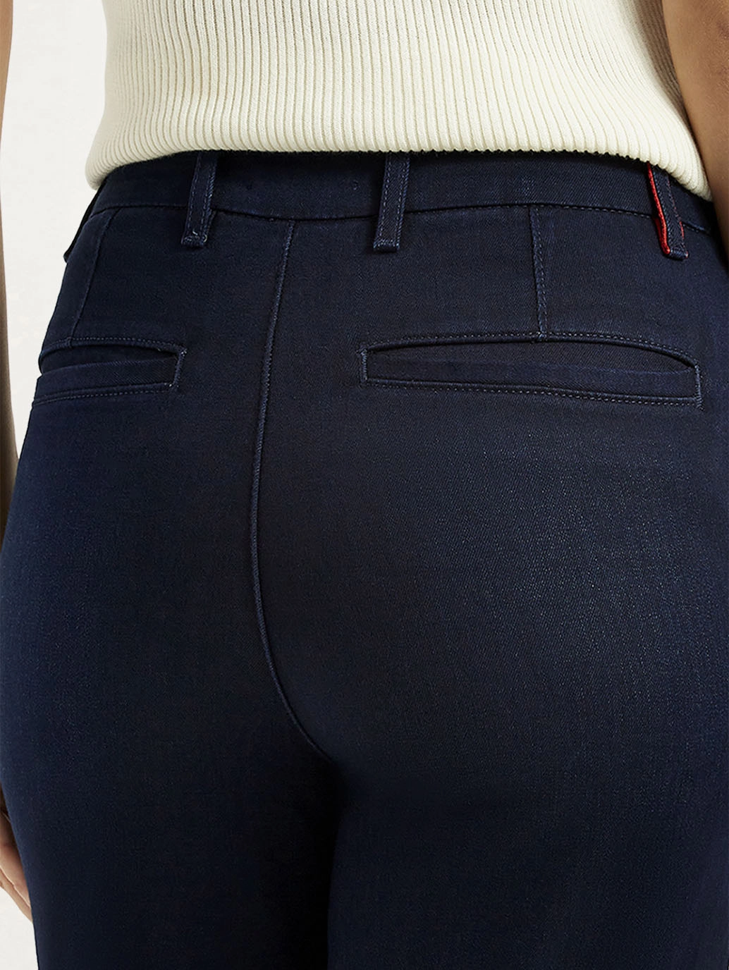 Women's Redloop Dark Blue Ribcage Straight Fit High Rise Jeans Colorfast Denim Natural Fit