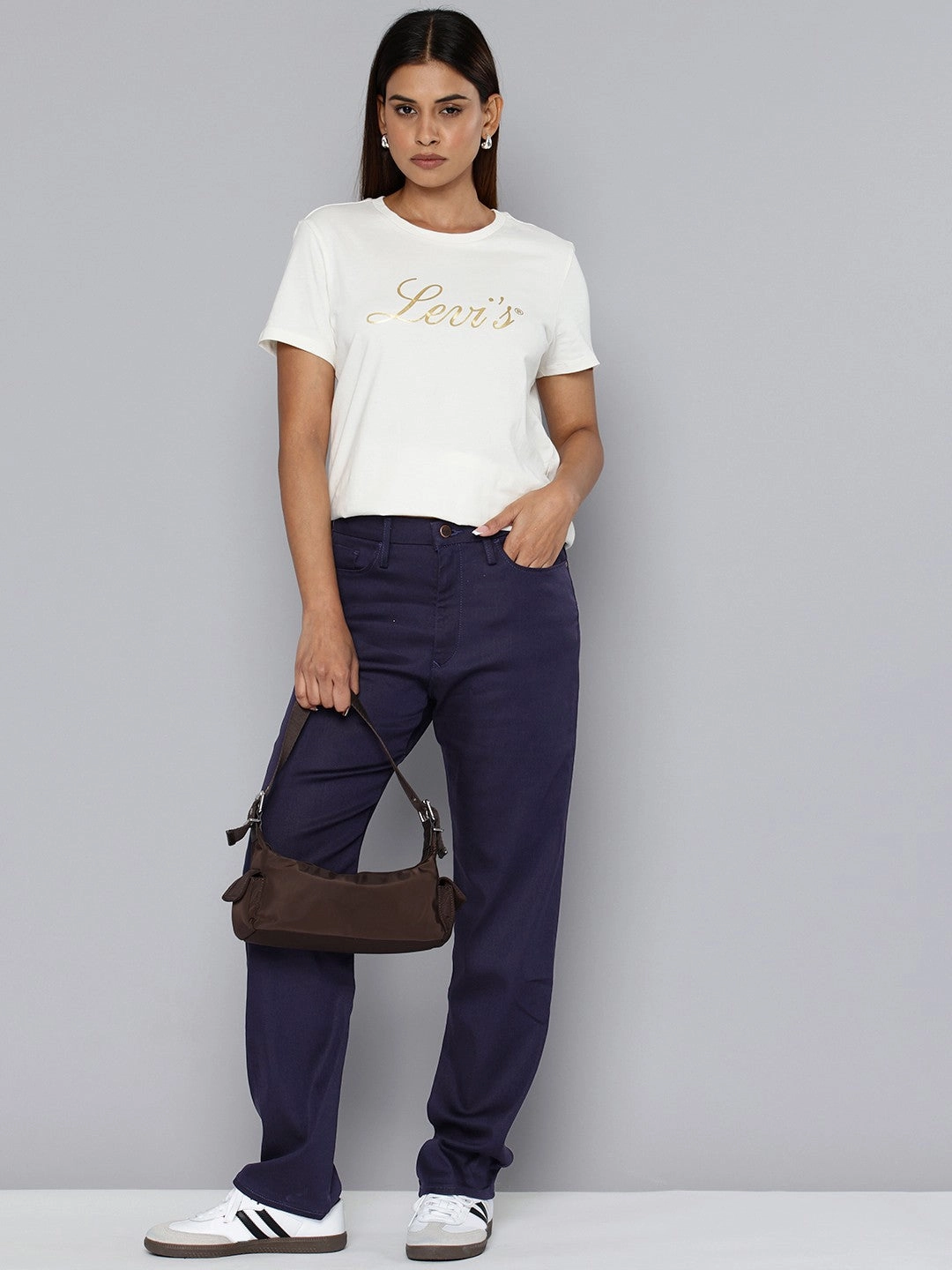 Women's Redloop High Rise Navy?Straight Fit Trousers Layering Comfort