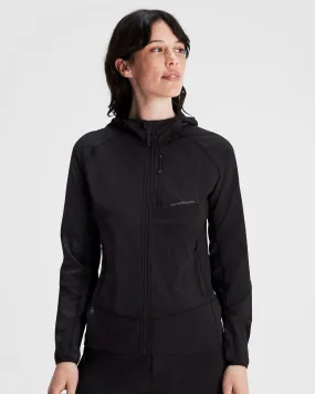 Women's Aysen Hooded Fleece Jacket - Black Stingray High Visibility Trim Compact Design
