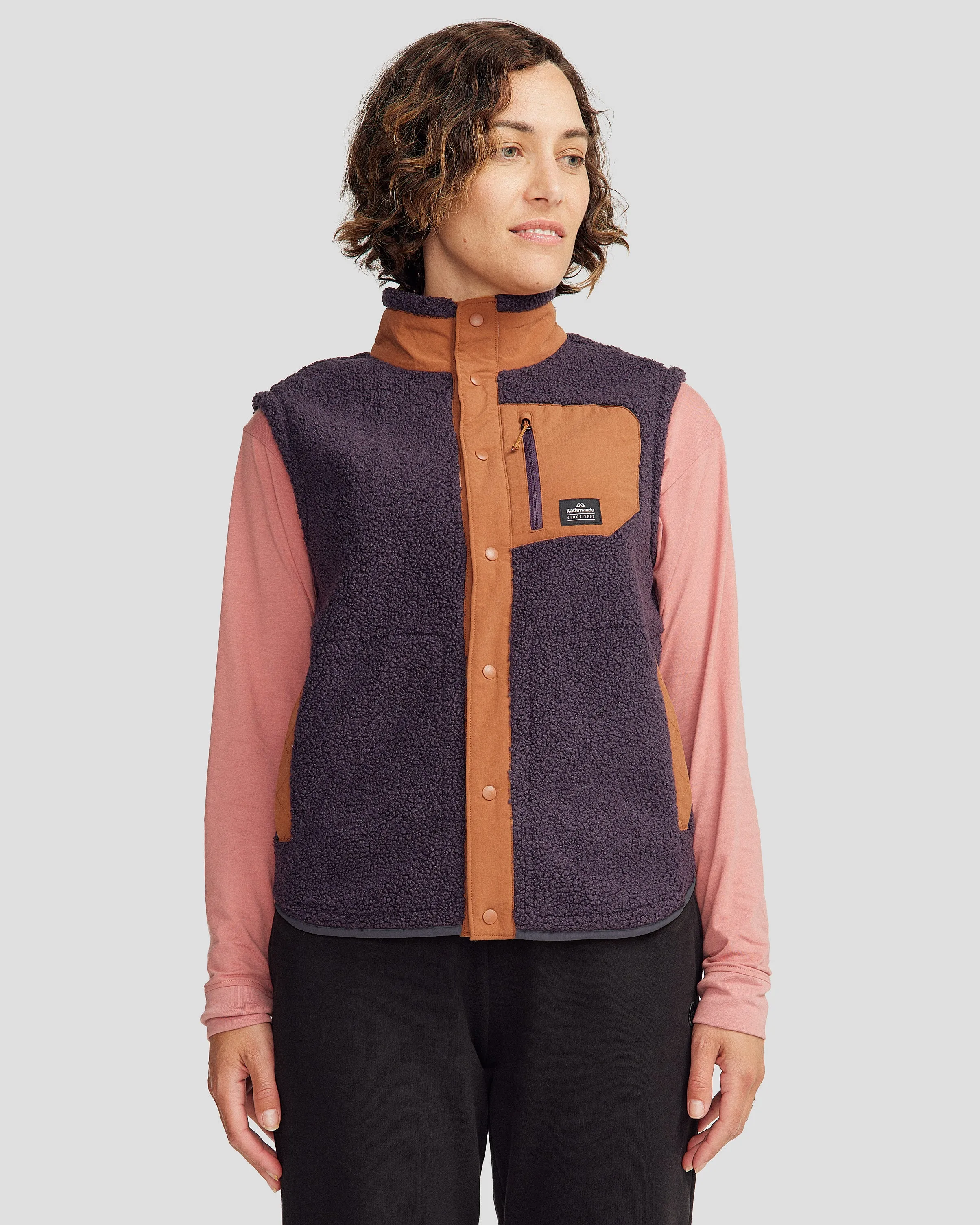 Soft Lined Interior Women's Co-Z High Pile Vest - Orbit/Woodsy
