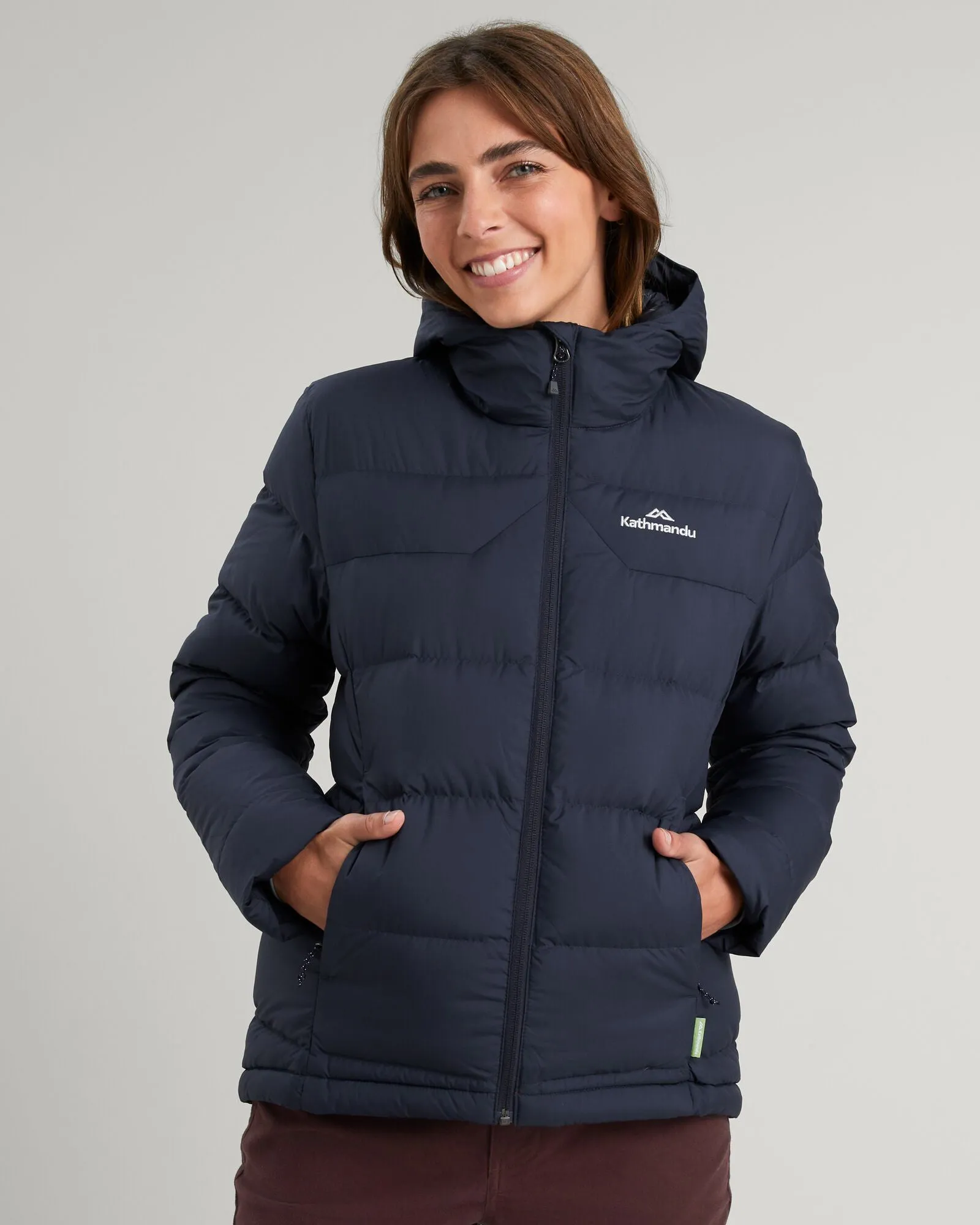 Women's Epiq Hooded Down Jacket - Midnight Navy Secure Internal Pockets