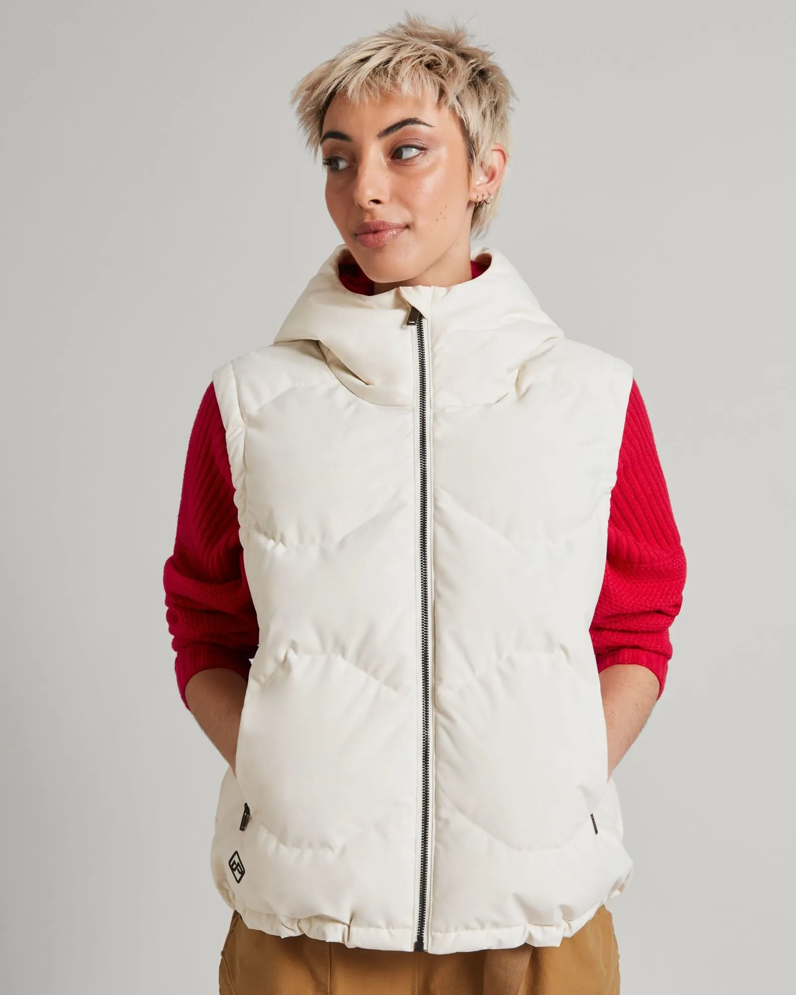 Effortless Layer Women's Frisco X Hooded Down Vest - Natural