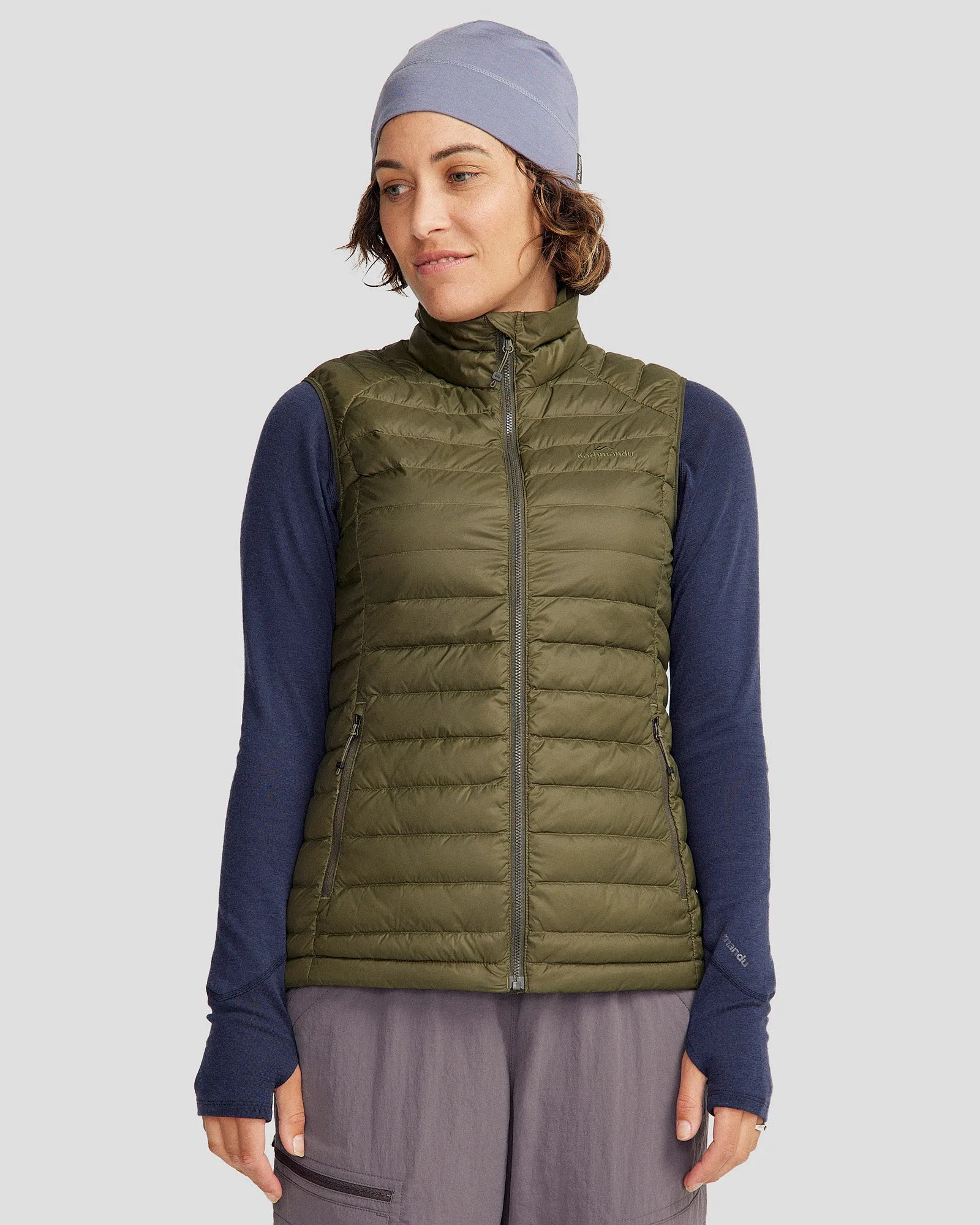 Cold Day Look Breathable Mesh Panels Women's Heli Down Vest 2.0 - Light Moss