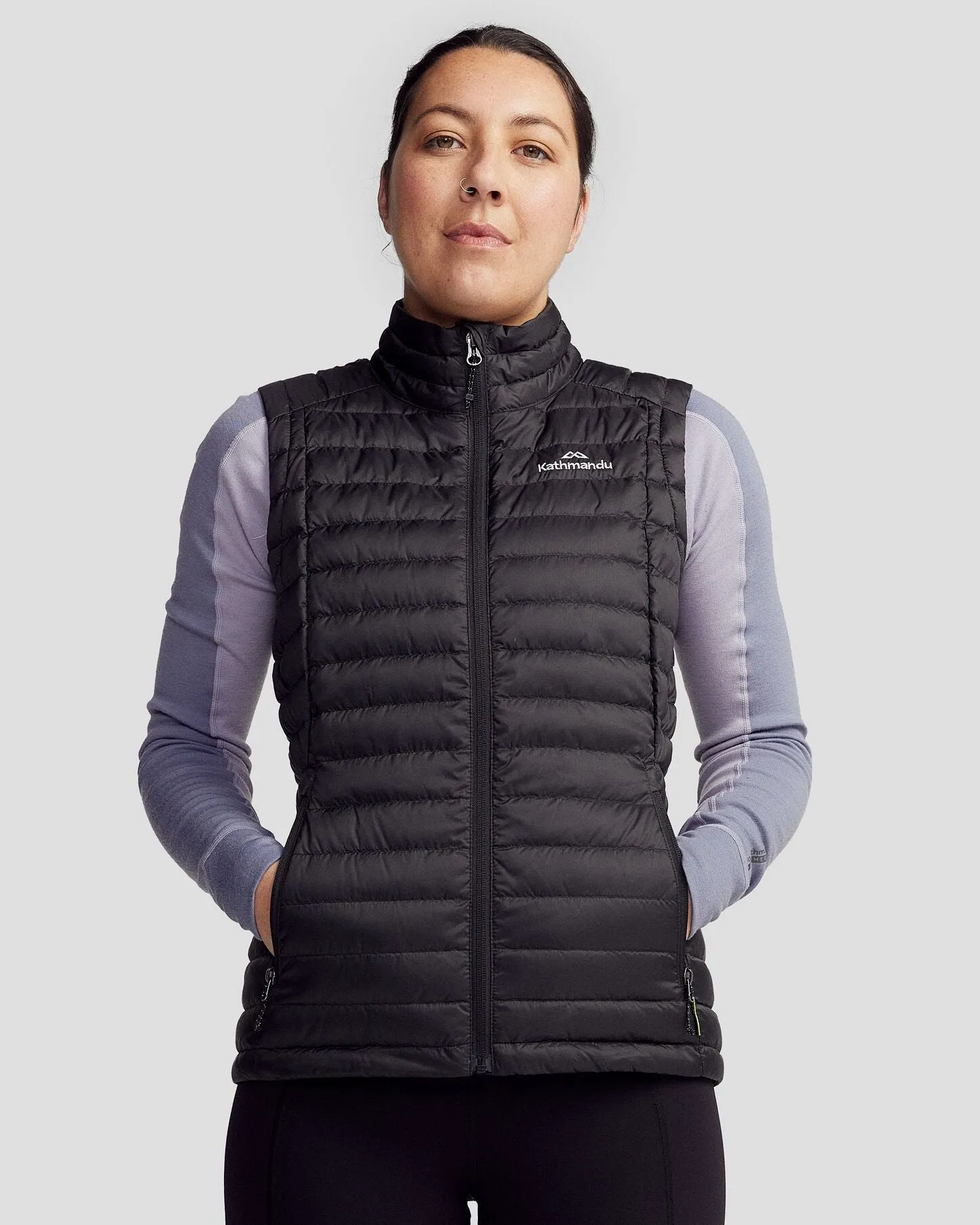 Light Reflectivity Trim Women's Heli Down Vest - Black