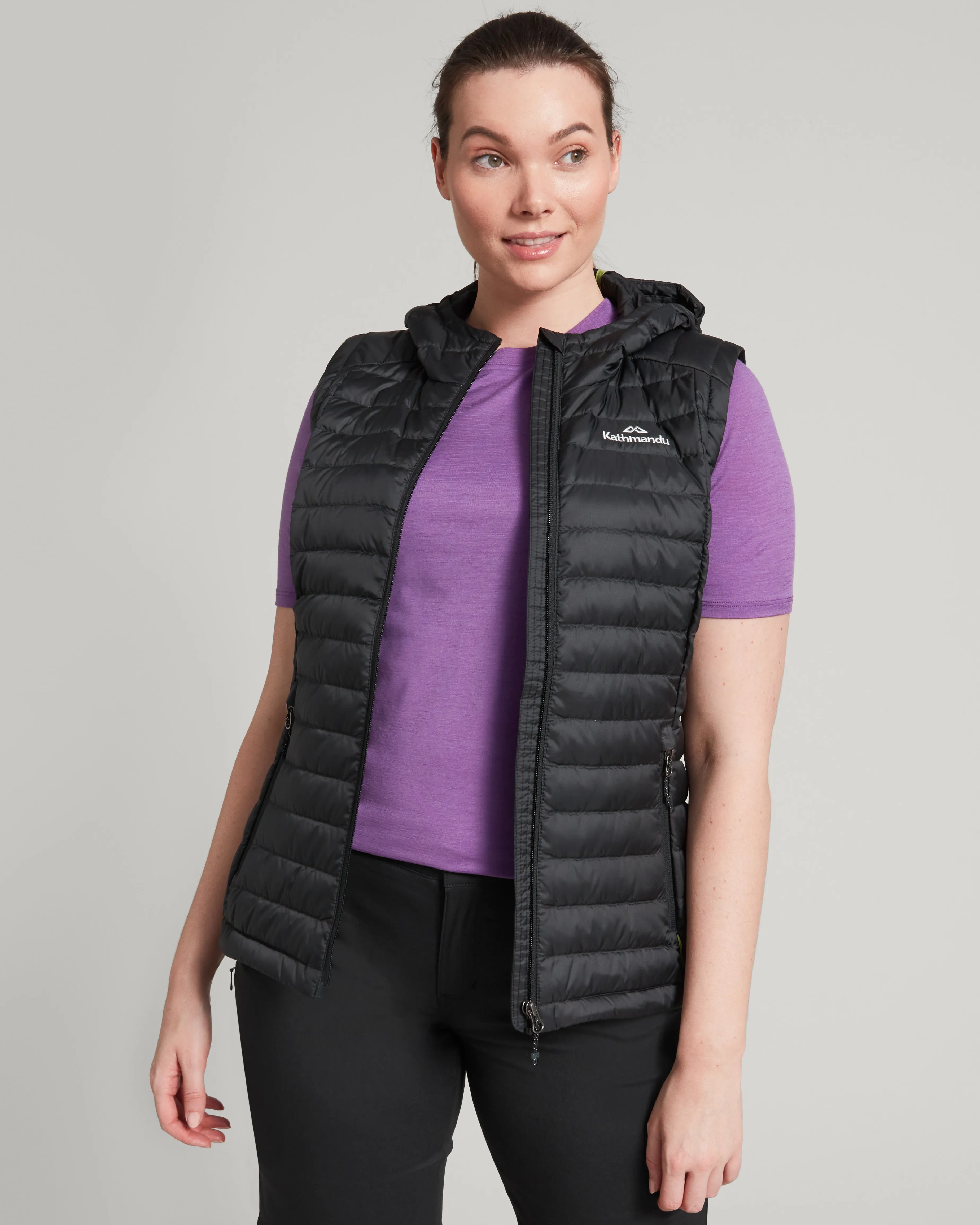 Women's Heli Hooded Down Vest - Black Cold Resist