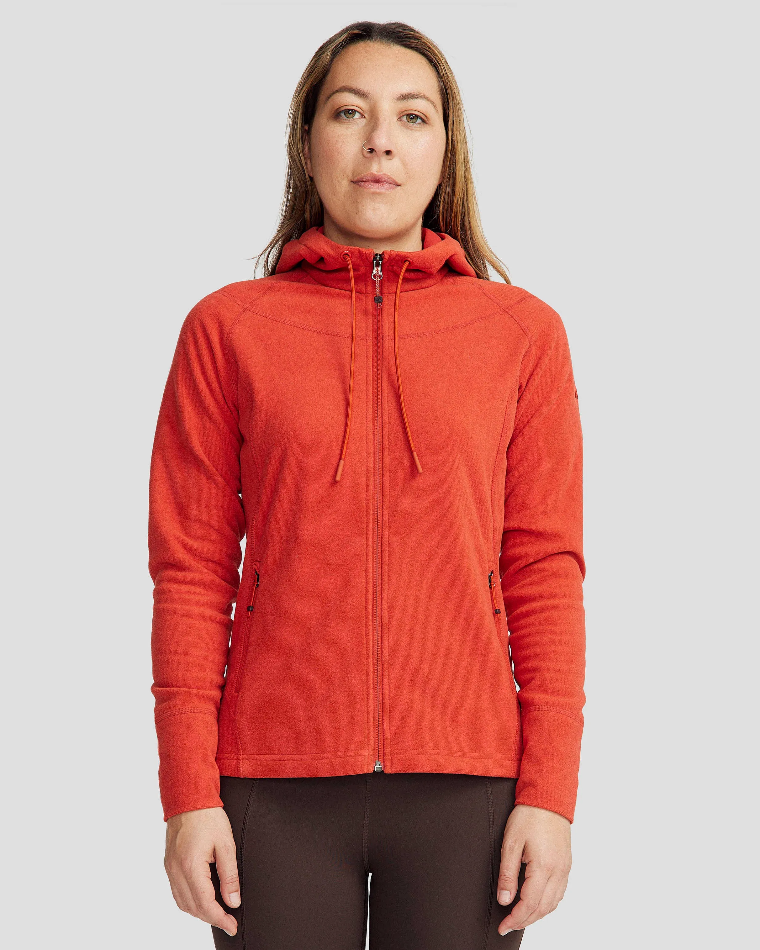 Women's Mt Aspiring Hooded Fleece Jacket  - Spicy Chilli Pepper Non Bulky Insulation