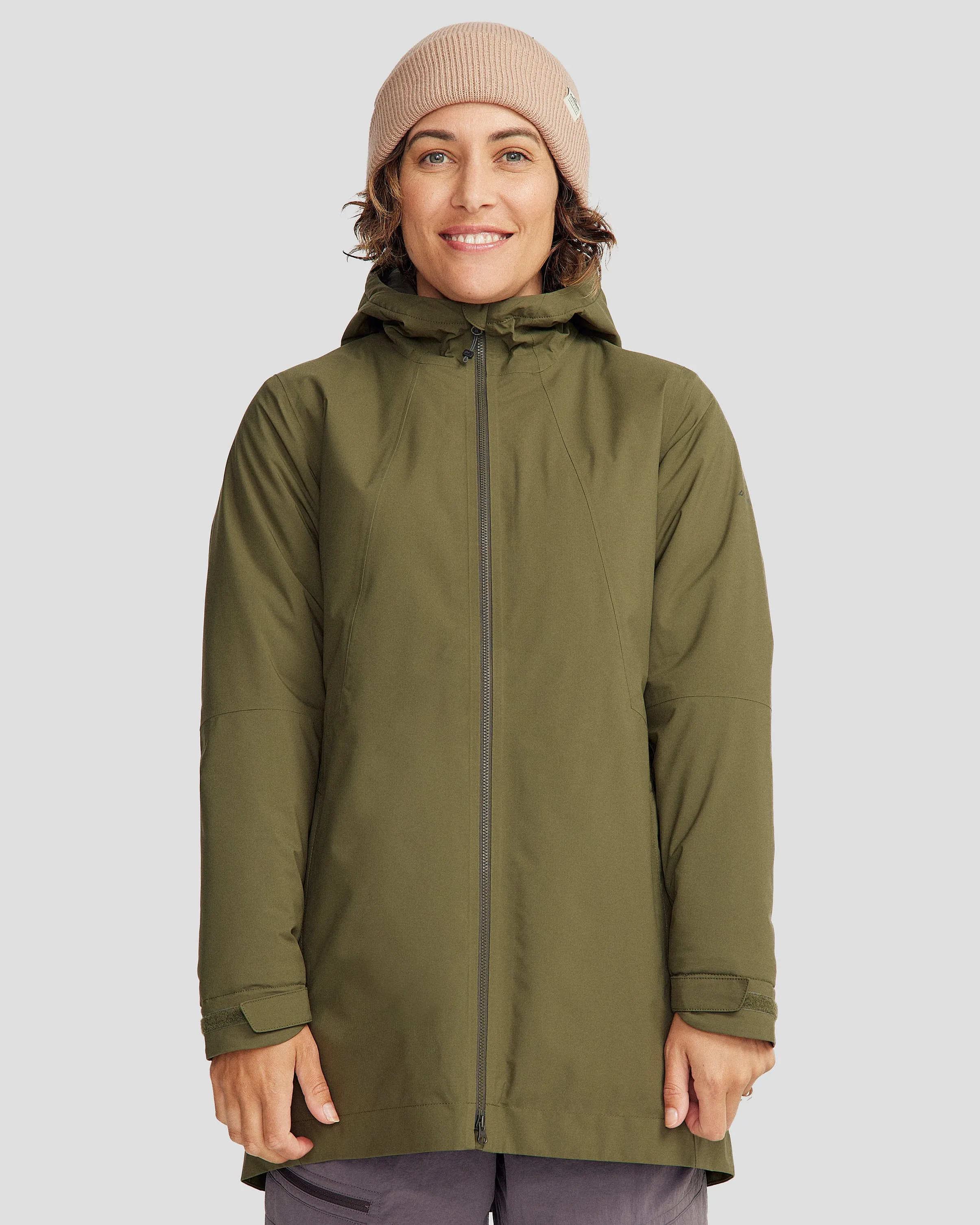 Elastic Cuff Adjustment Fade Resistant Dye Method Women's Trailhead 2L novaLOFT Rain Parka - Light Moss