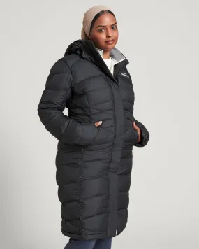 Women's Winterburn Down Parka Jacket - Black Thermal Retention Layer High Density Weave