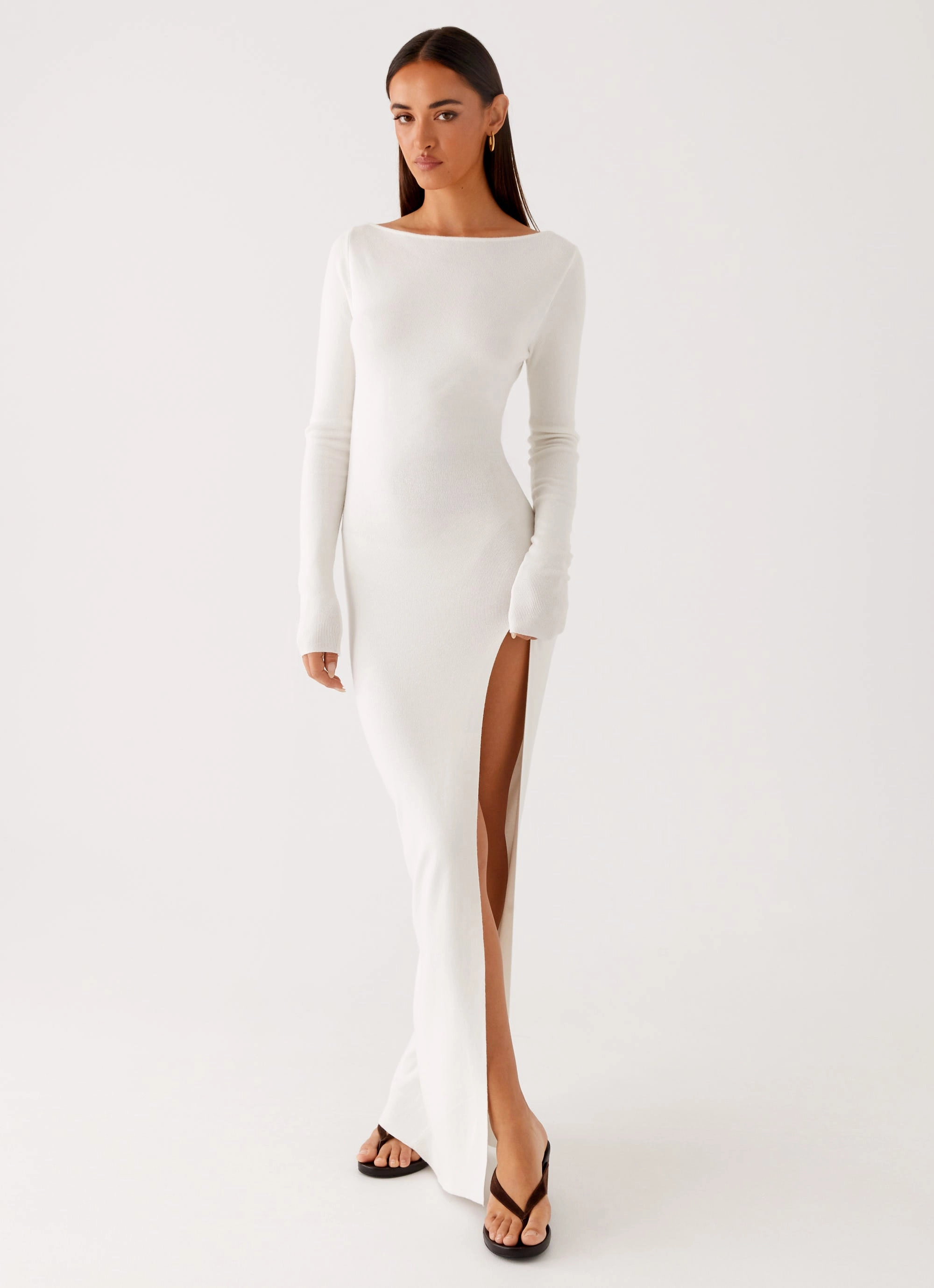 Amalfi Knit Maxi Dress - White Open Design Fit Mood