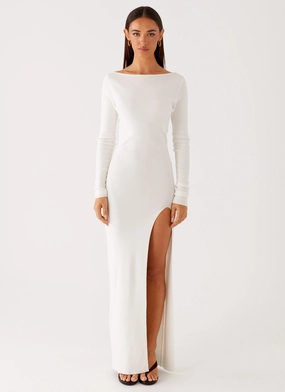 Daily Confidence Smooth Drape Amalfi Knit Maxi Dress - White