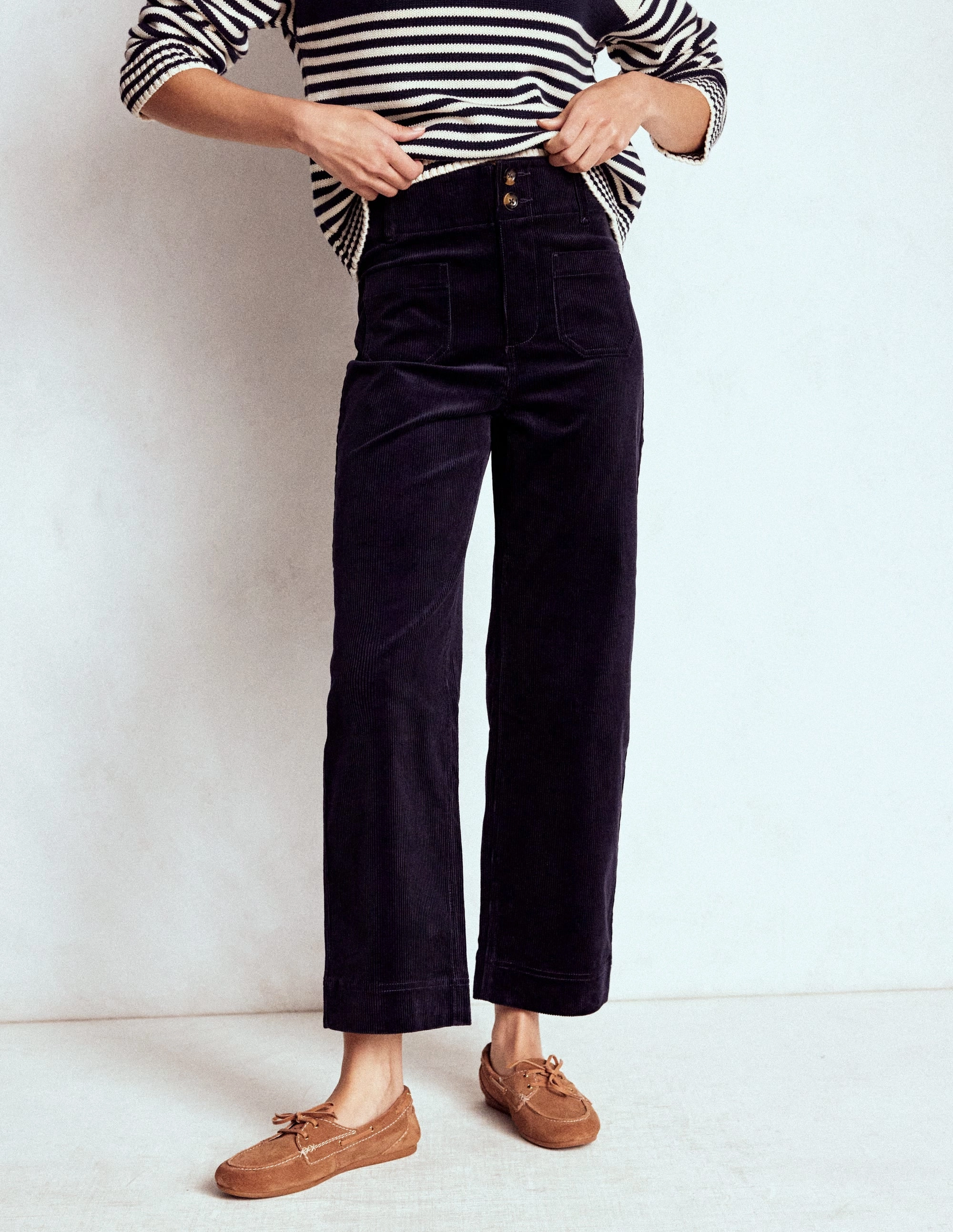 SturdyBeltLoops Comfy Wardrobe Primrose Cord Trousers-Navy